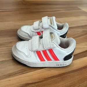 Adidas Kids Grand Court White Sneakers with Orange Stripes